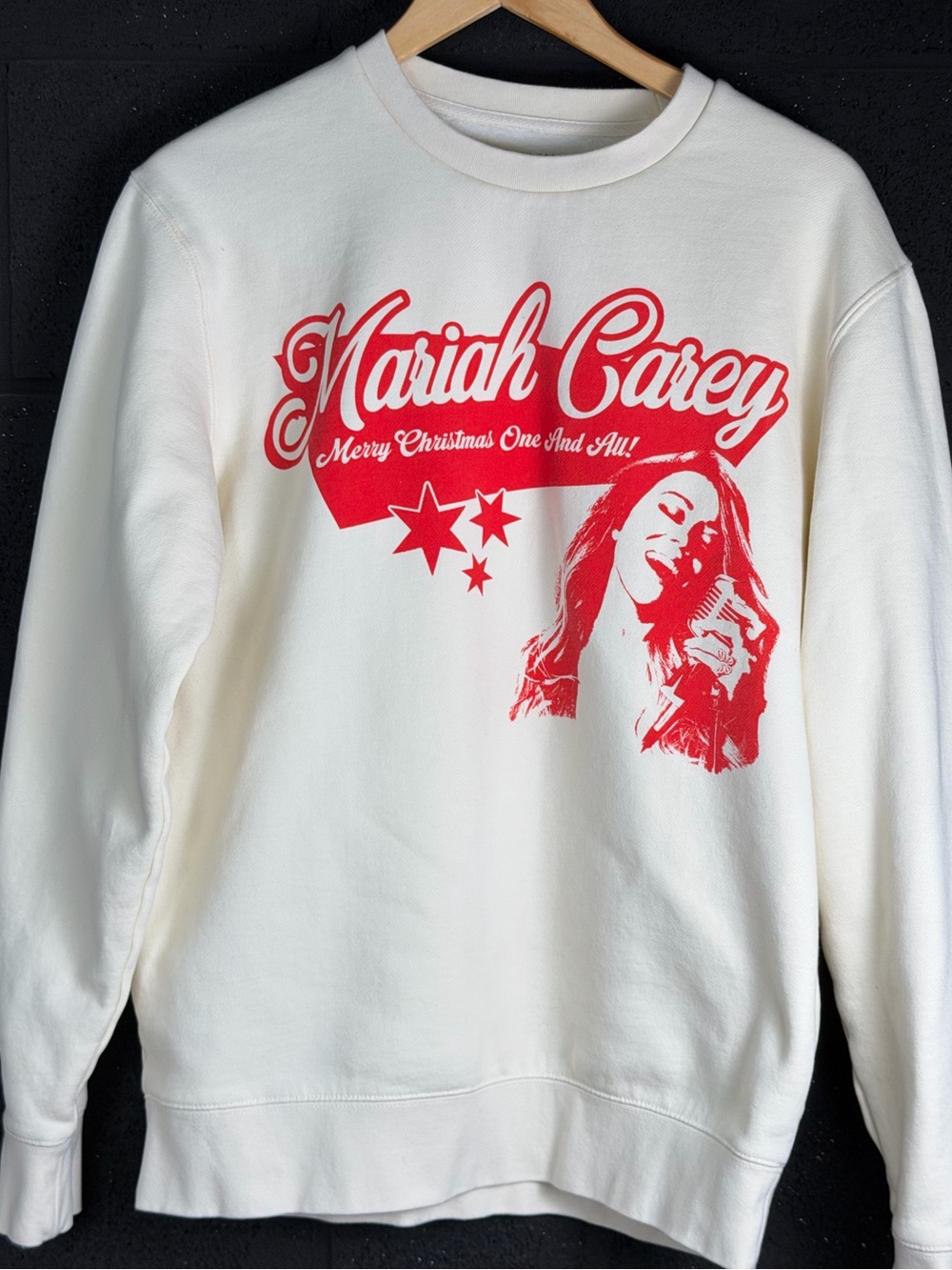 Mariah Carey Holiday Merry Christmas Cream & Red Sweatshirt Classic Concert -Med